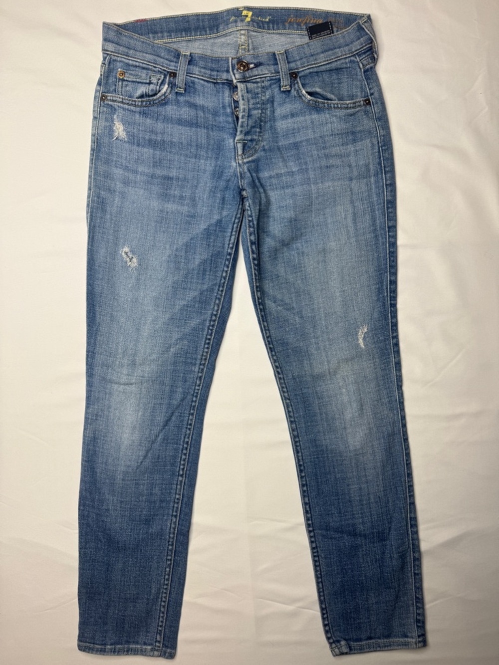 For All Mankind Josefina Skinny Boyfriend Jeans Size 25 Light Wash Distressed